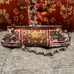 Artisan Embroidered Brown Clutch